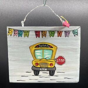 School Bus Acrylic Painting 4”x3" Bus Driver Gift Original Mini Art Hand Painted